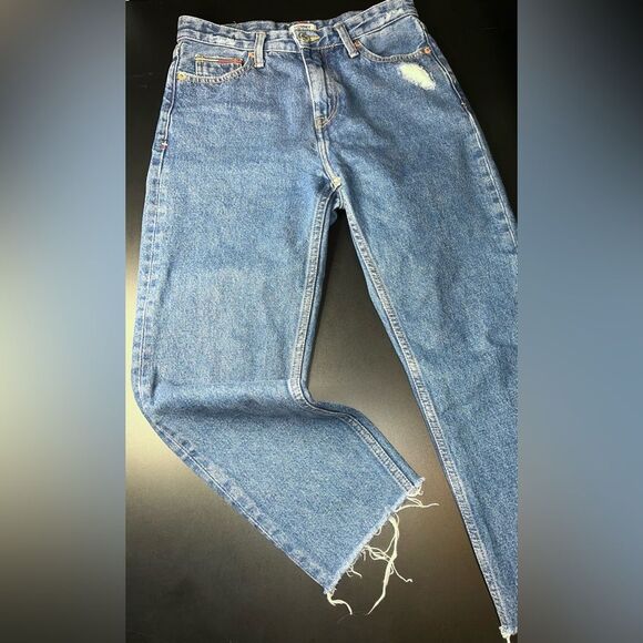 TOMMY JEANS| Izzy High Rise Slim jeans Y2K VTG Raw Hem Size 25x30 EUC - Picture 1 of 14